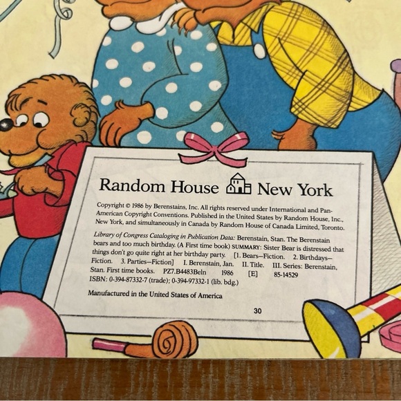 The Berenstain Bears First Time Book Lot(3) Strangers, Junk Food, Birthday 85-86 - Picture 7 of 12